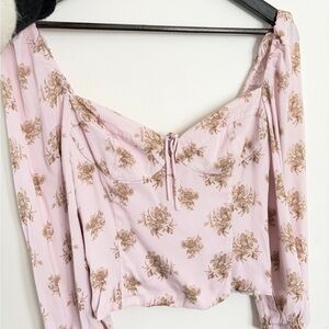 Aritzia Wilfred Women’s Pink Floral Off-Shoulder Blouse Size M